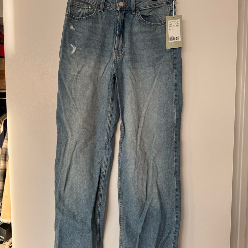 H&M Wide High Waist Jeans - Light Blue